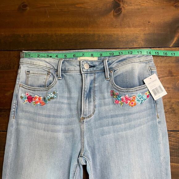 Driftwood Kelly Floral Embroidered Peace Sign Bootcut Jeans Women's 27x33 - Picture 8 of 11